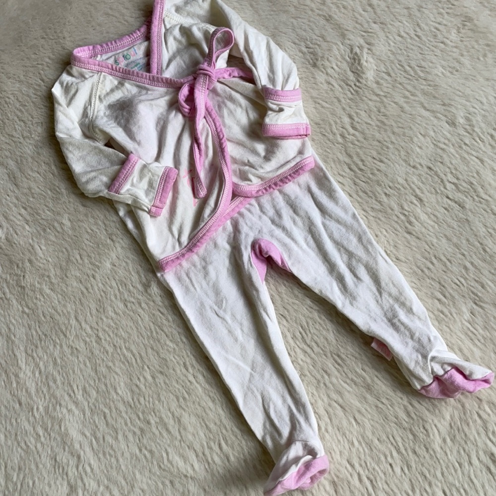 Sprout | Ivory & Pink Bamboo Pajama Set | 0-1 Month